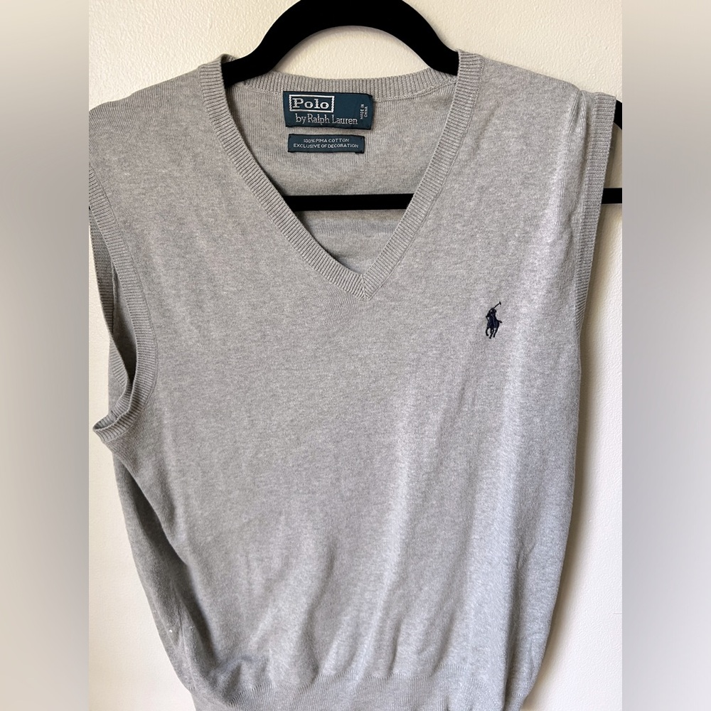 Polo by Ralph Lauren Men's Light Gray V-Neck Sweater Vest